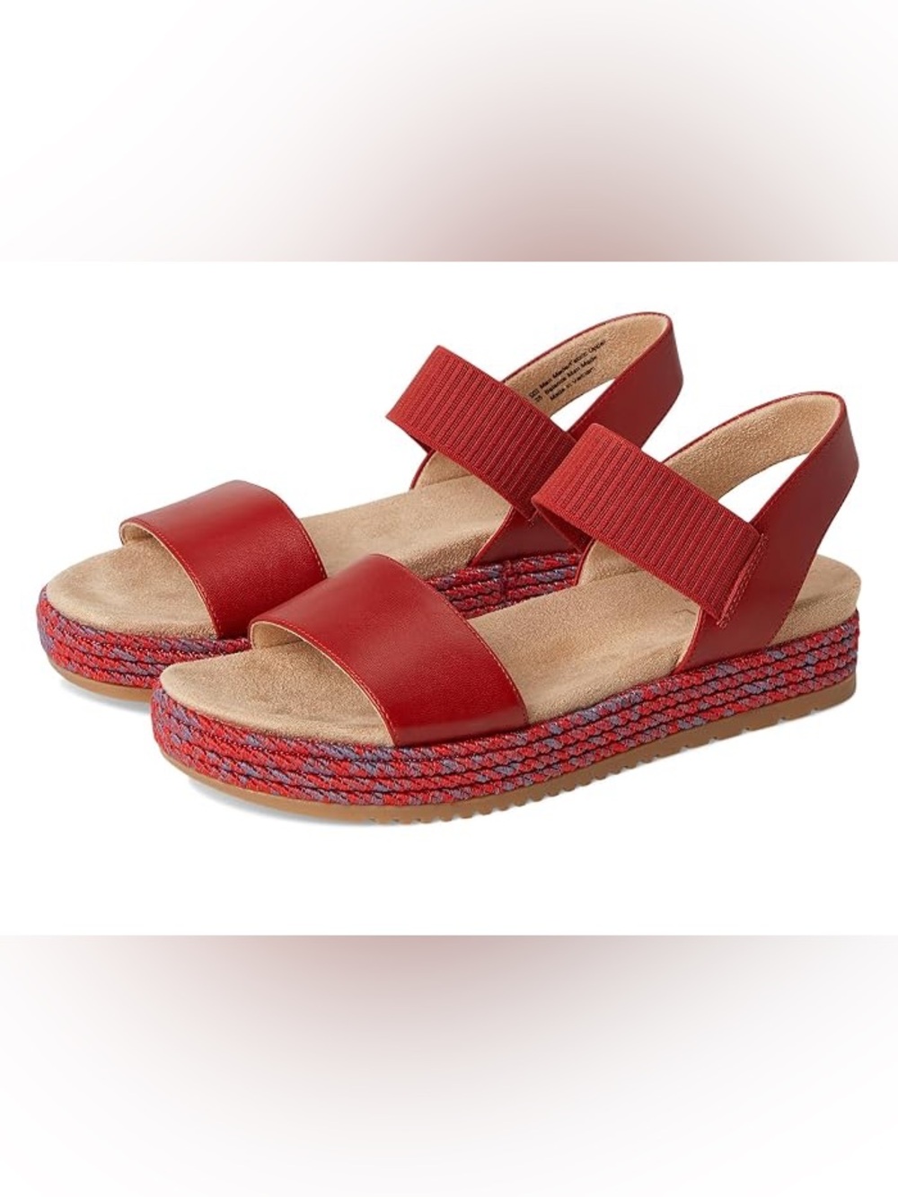 Naturalizer Red Leather & Elastic Slingback Sandals